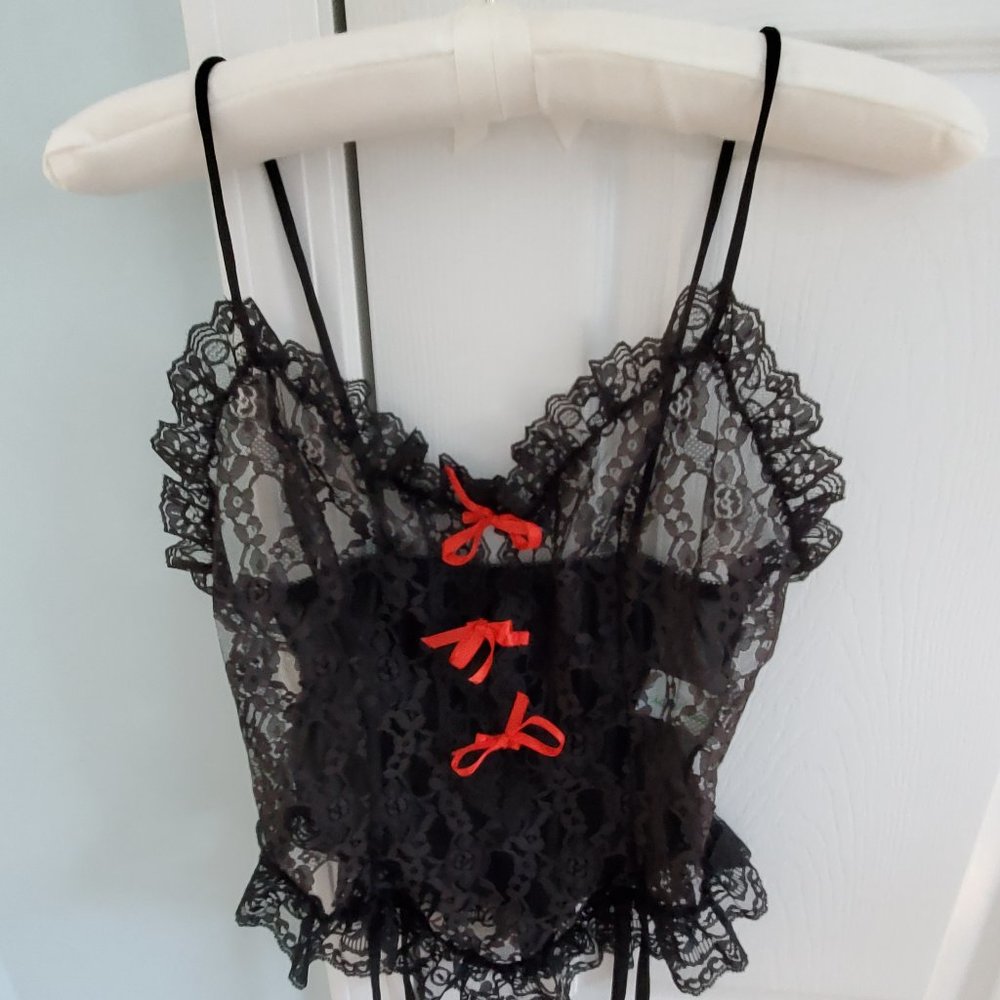 Nan Flower Black Lacy Teddy Size M - Never Worn